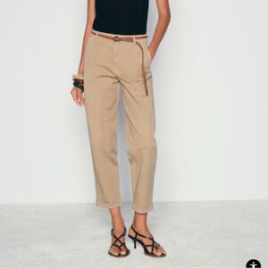 Zara Braided Belted Chino Pants (Mid-Camel)